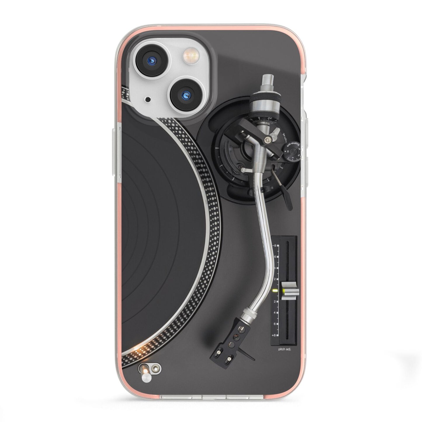 Vinyl Record Player iPhone 13 Mini TPU Impact Case with Pink Edges