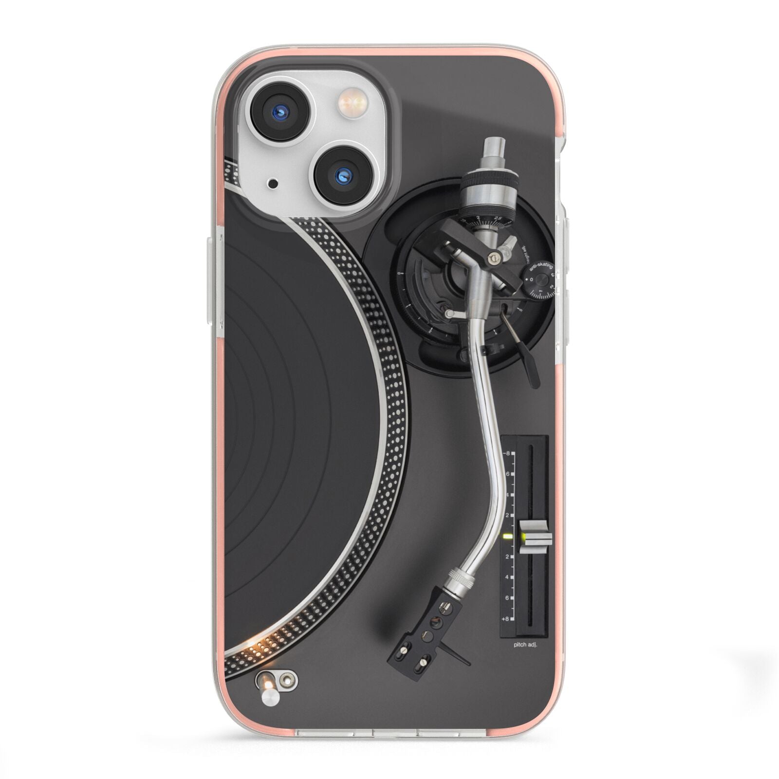 Vinyl Record Player iPhone 13 Mini TPU Impact Case with Pink Edges