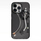 Vinyl Record Player iPhone 13 Pro Black Impact Case on Silver phone