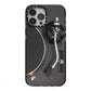 Vinyl Record Player iPhone 13 Pro Max Black Impact Case on Silver phone