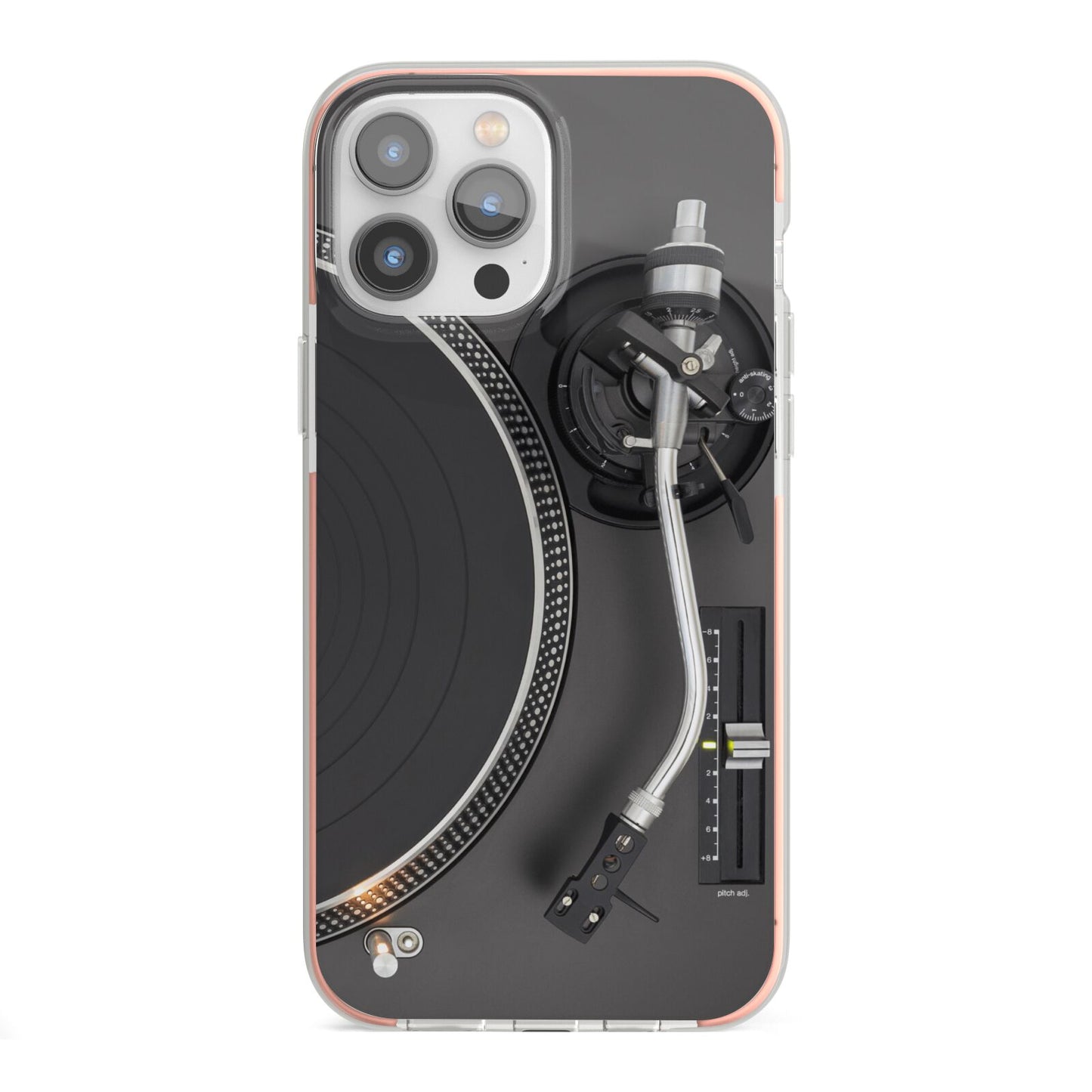 Vinyl Record Player iPhone 13 Pro Max TPU Impact Case with Pink Edges