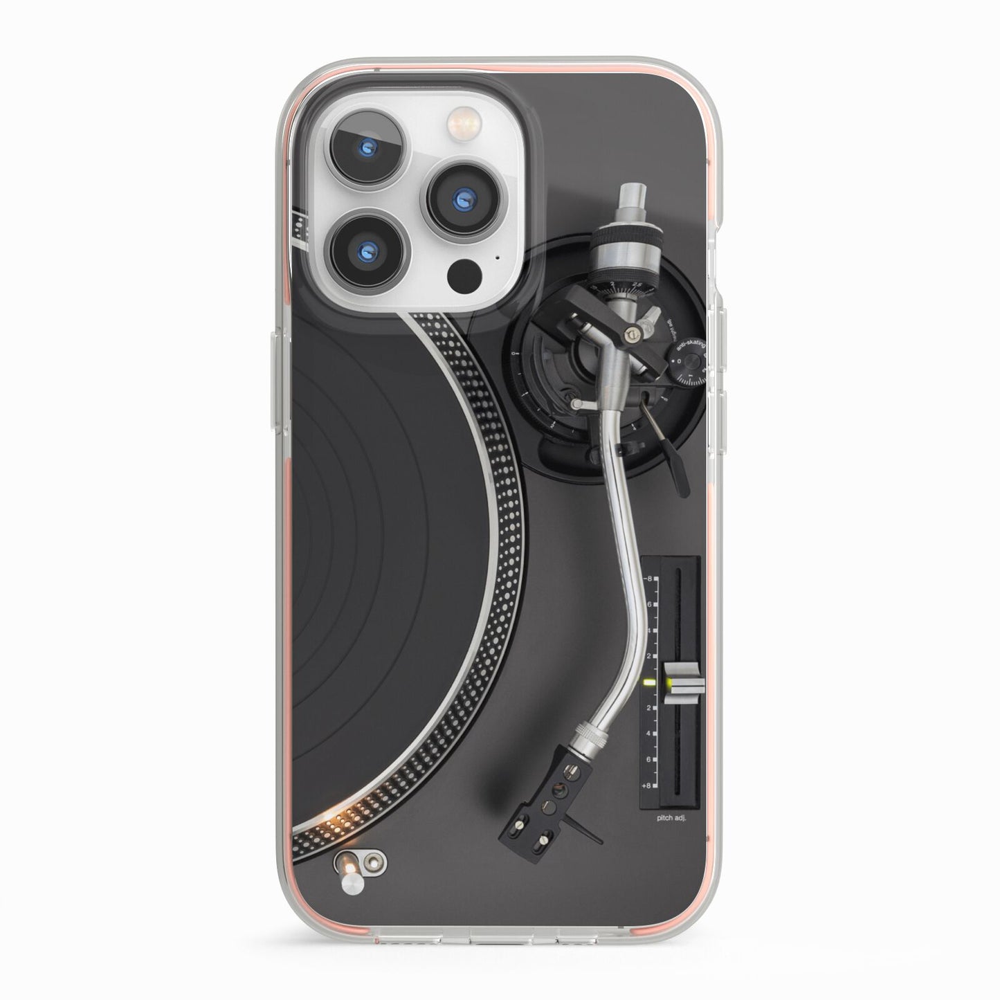 Vinyl Record Player iPhone 13 Pro TPU Impact Case with Pink Edges