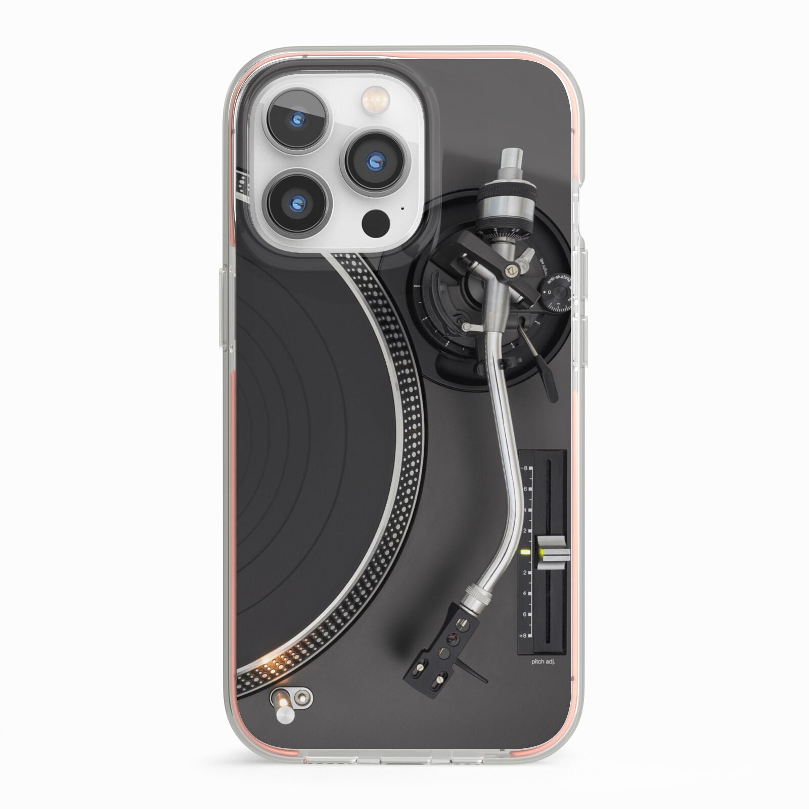 Vinyl Record Player iPhone 13 Pro TPU Impact Case with Pink Edges