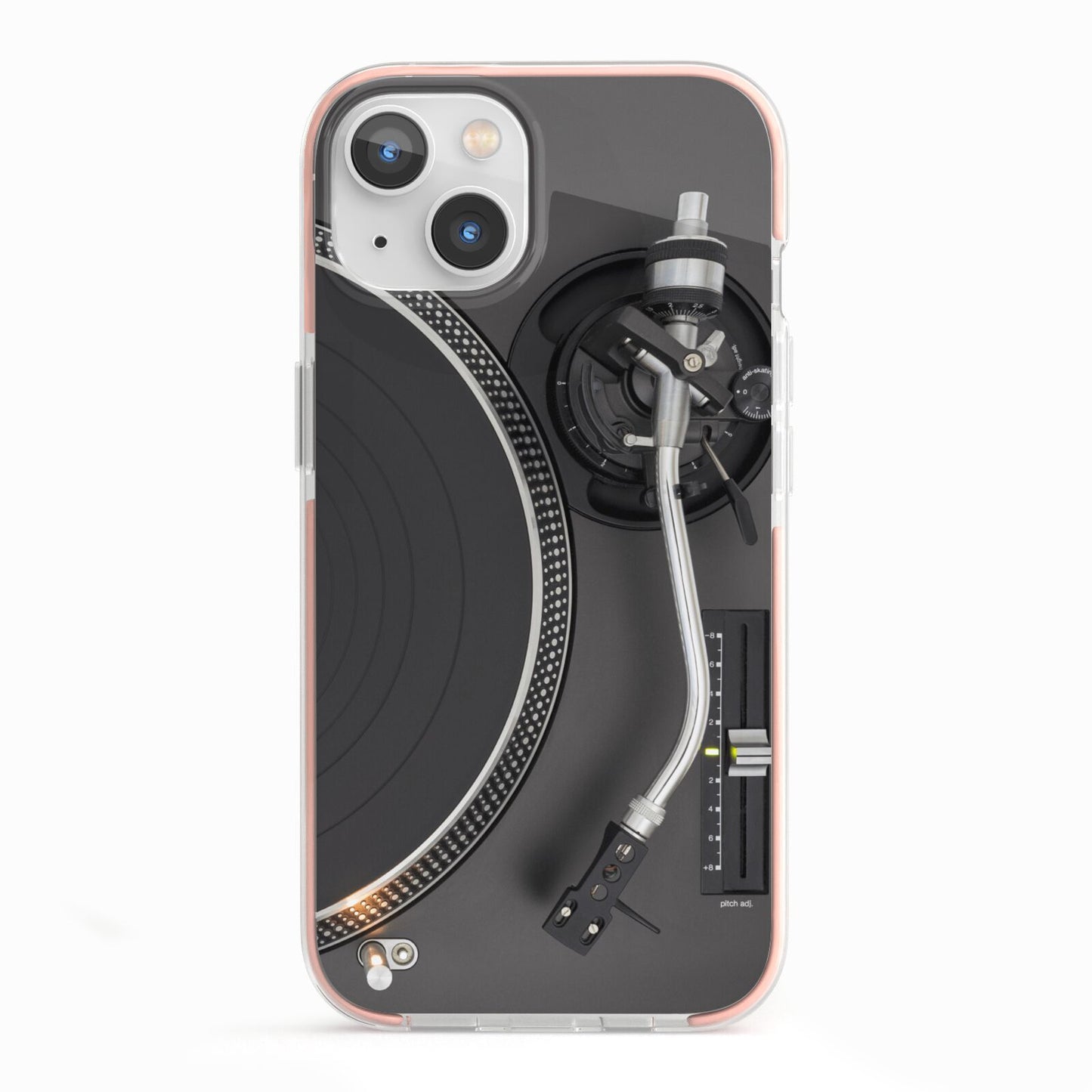 Vinyl Record Player iPhone 13 TPU Impact Case with Pink Edges
