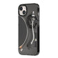 Vinyl Record Player iPhone 14 Plus Black Impact Case Side Angle on Silver phone