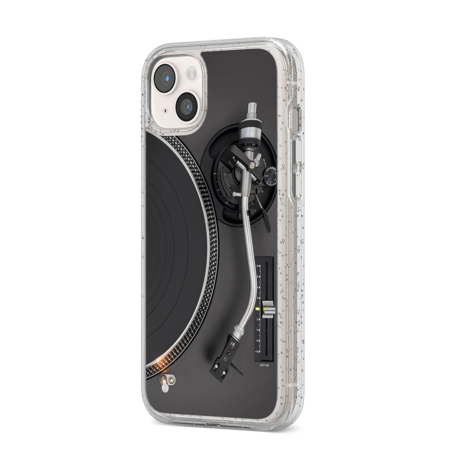 Vinyl Record Player iPhone 14 Plus Glitter Tough Case Starlight Angled Image