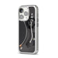 Vinyl Record Player iPhone 14 Pro Clear Tough Case Silver Angled Image