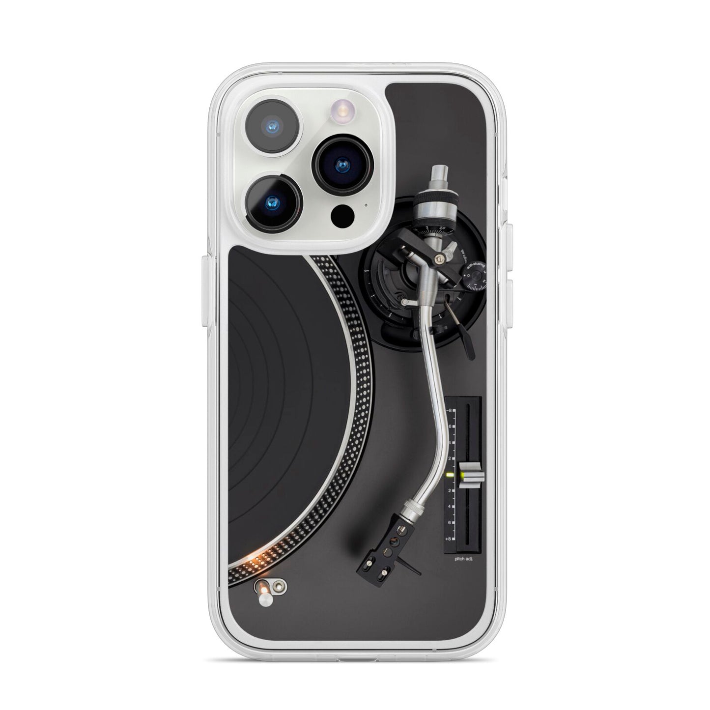 Vinyl Record Player iPhone 14 Pro Clear Tough Case Silver