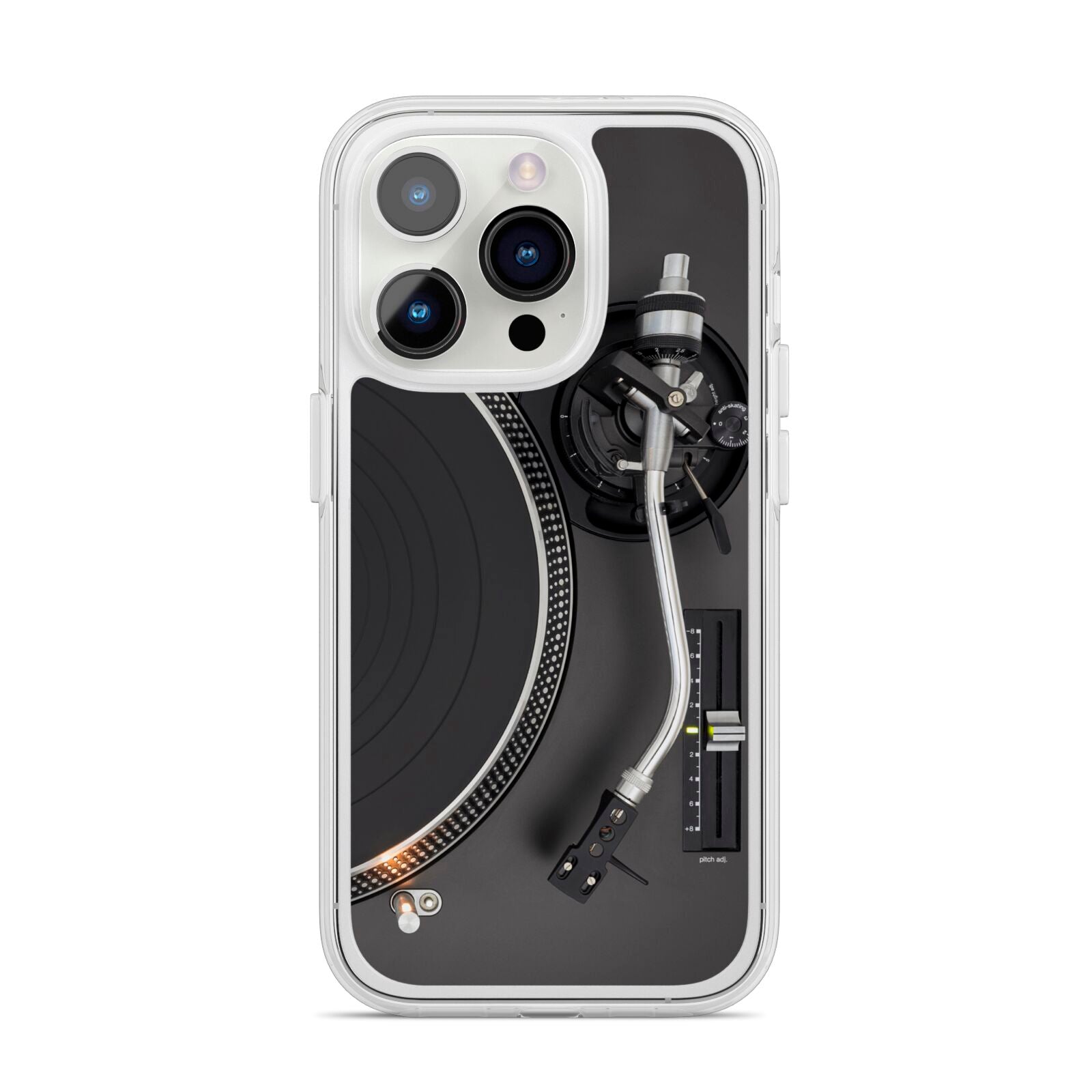 Vinyl Record Player iPhone 14 Pro Clear Tough Case Silver
