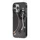 Vinyl Record Player iPhone 14 Pro Max Black Impact Case Side Angle on Silver phone