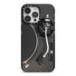 Vinyl Record Player iPhone 14 Pro Max Black Impact Case on Silver phone