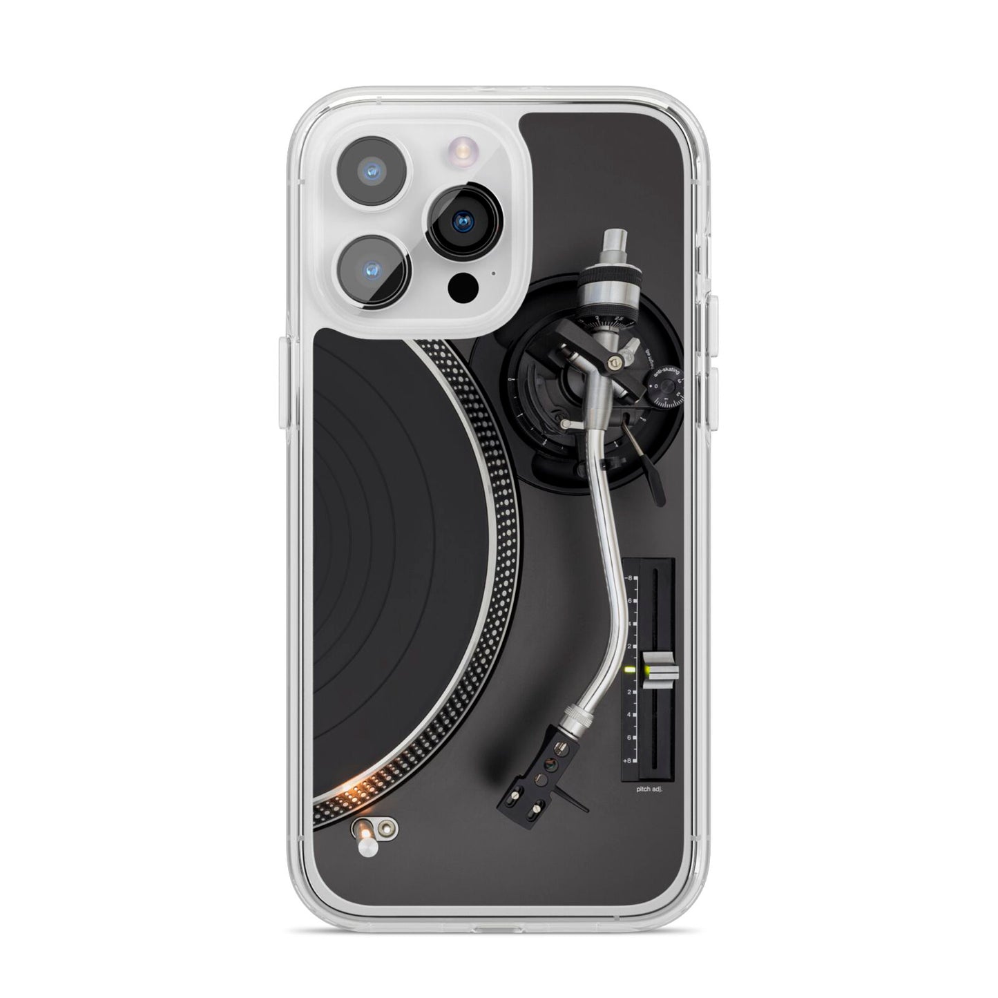 Vinyl Record Player iPhone 14 Pro Max Clear Tough Case Silver
