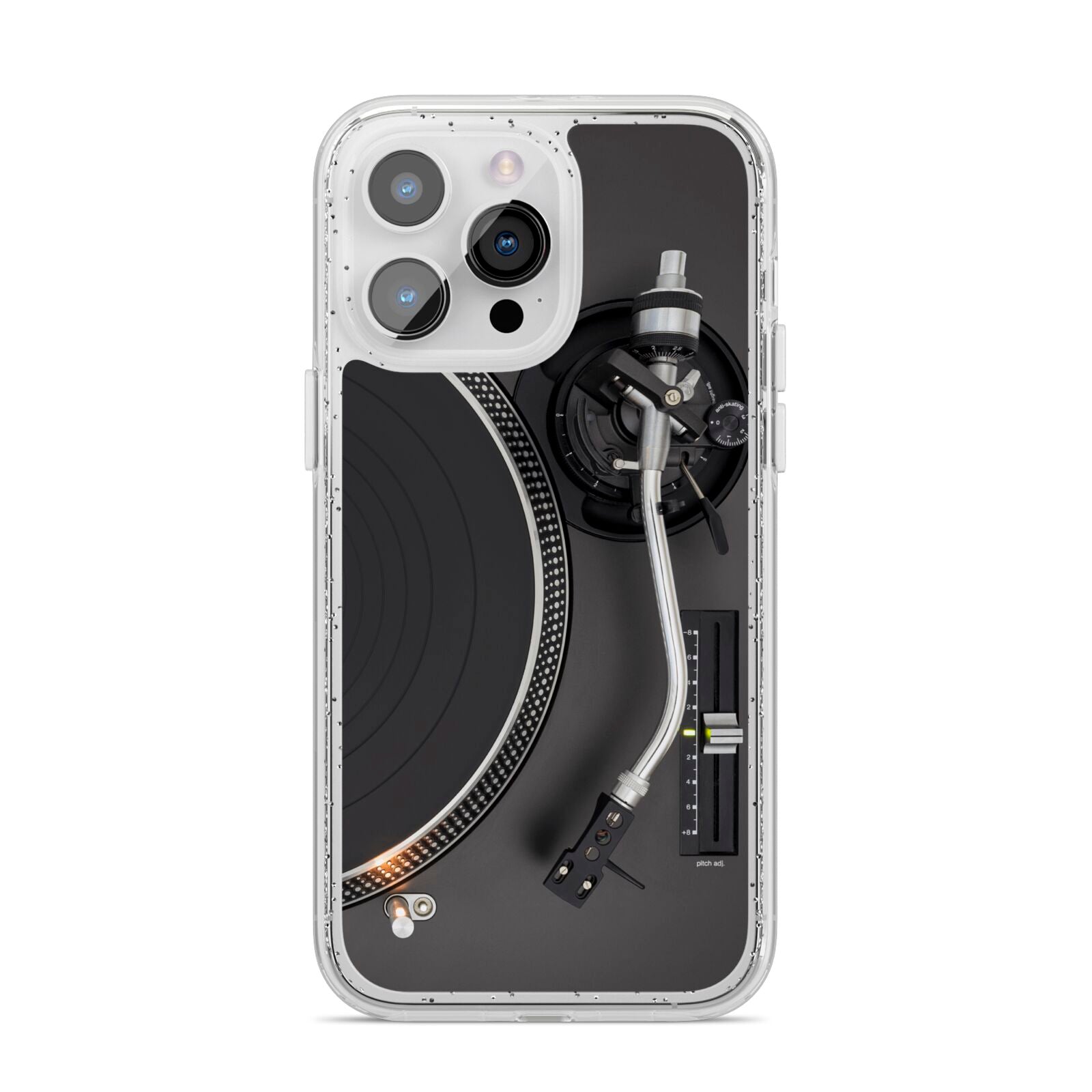 Vinyl Record Player iPhone 14 Pro Max Glitter Tough Case Silver