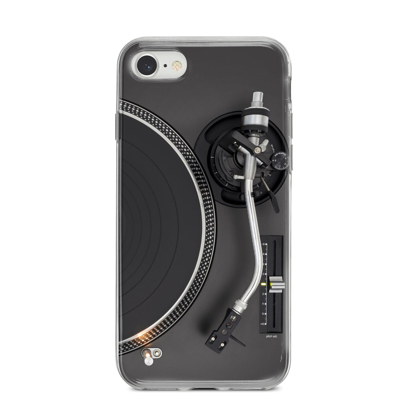 Vinyl Record Player iPhone 8 Bumper Case on Silver iPhone