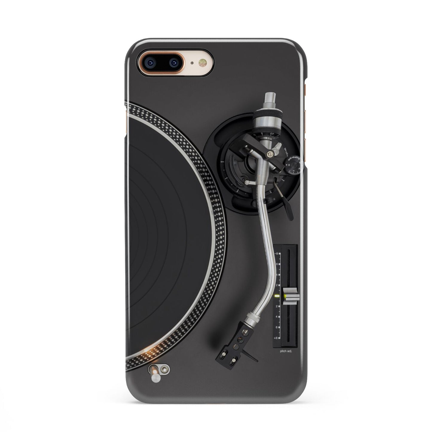 Vinyl Record Player iPhone 8 Plus 3D Snap Case on Gold Phone