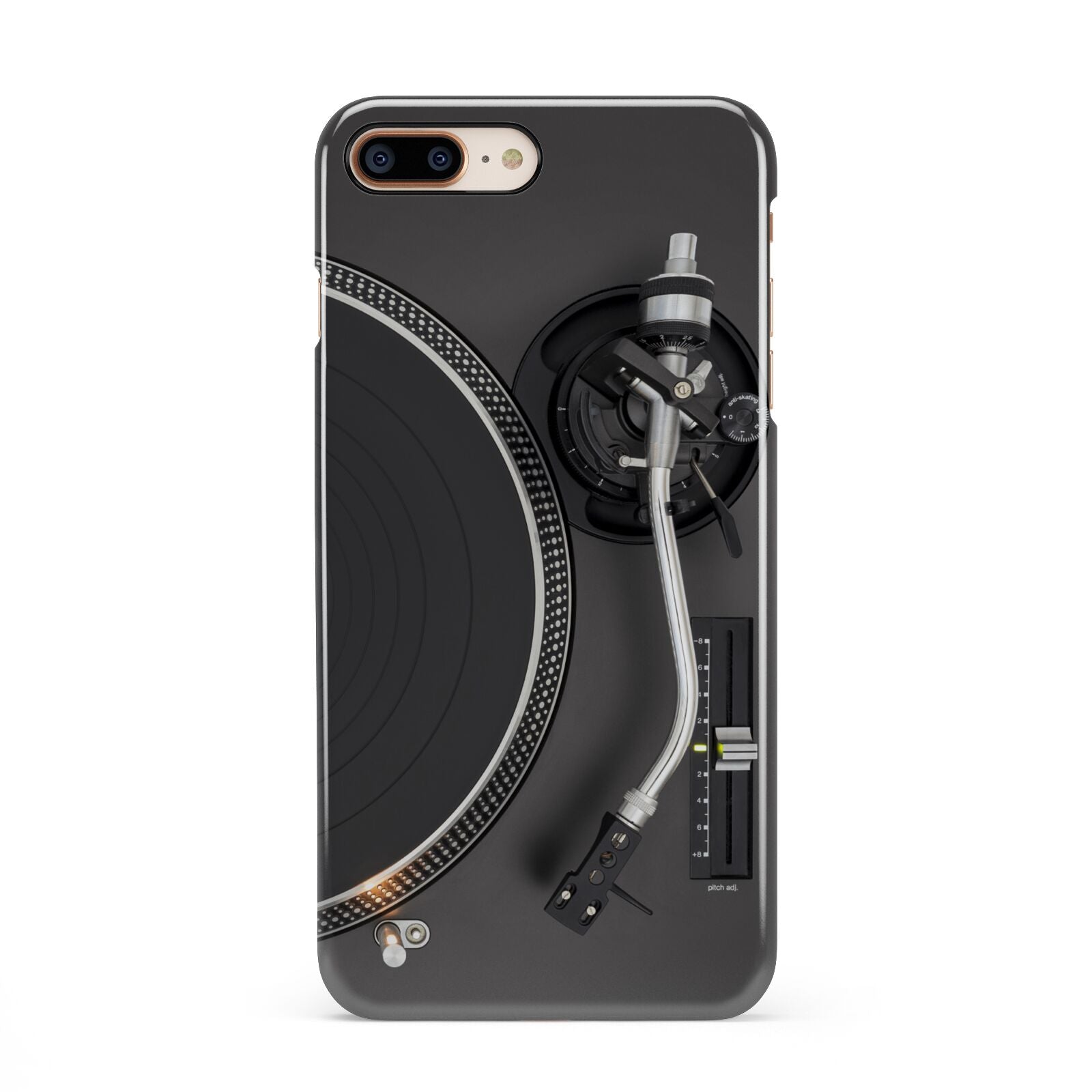 Vinyl Record Player iPhone 8 Plus 3D Snap Case on Gold Phone