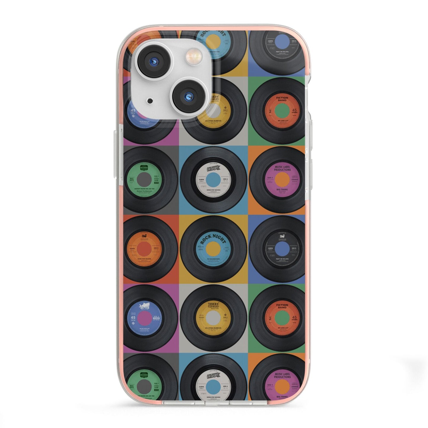 Vinyl Record iPhone 13 Mini TPU Impact Case with Pink Edges