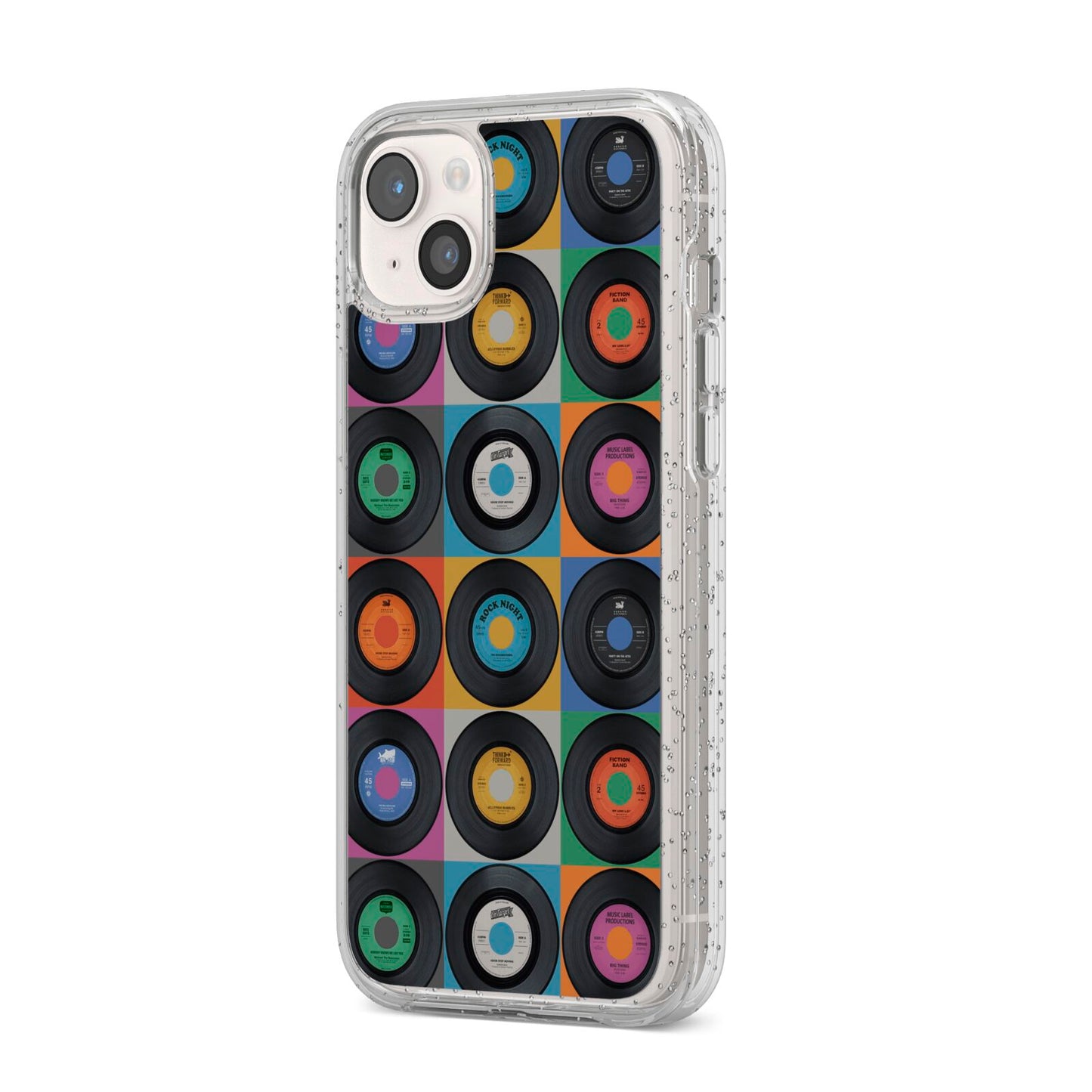 Vinyl Record iPhone 14 Plus Glitter Tough Case Starlight Angled Image