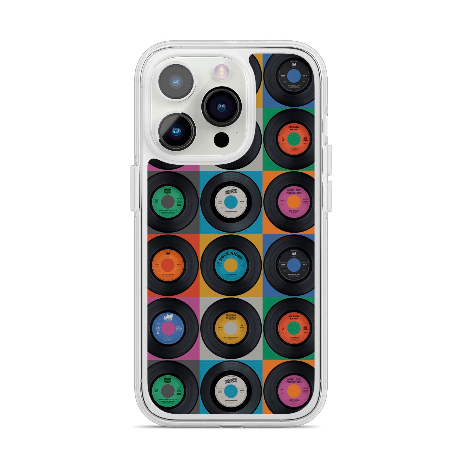 Vinyl Record iPhone 14 Pro Clear Tough Case Silver