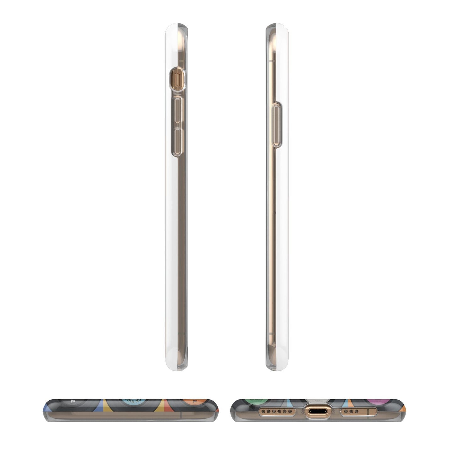 Vinyl Record iPhone XS 3D Tough Case in Gold Angled Images