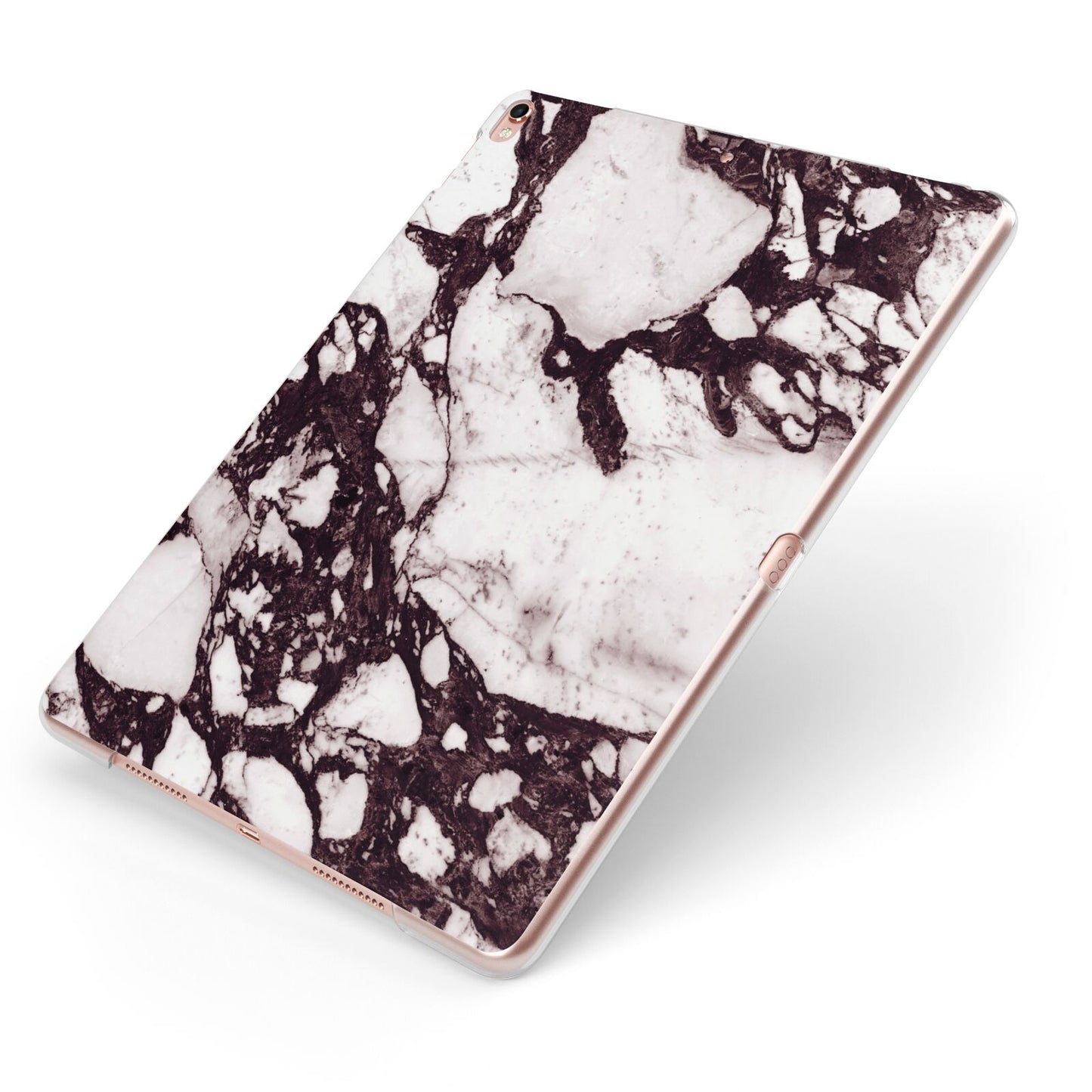 Viola Marble Apple iPad Case on Rose Gold iPad Side View