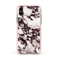Viola Marble Apple iPhone Xs Impact Case Pink Edge on Silver Phone