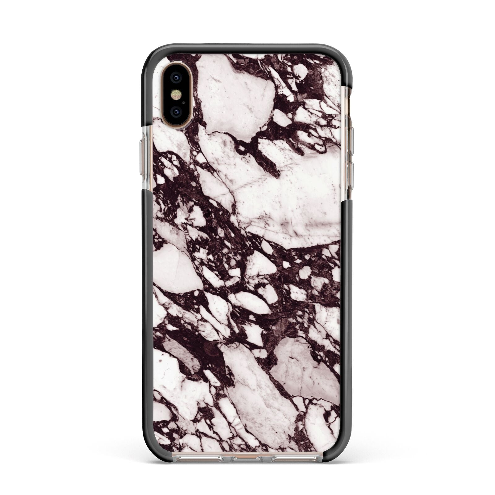 Viola Marble Apple iPhone Xs Max Impact Case Black Edge on Gold Phone