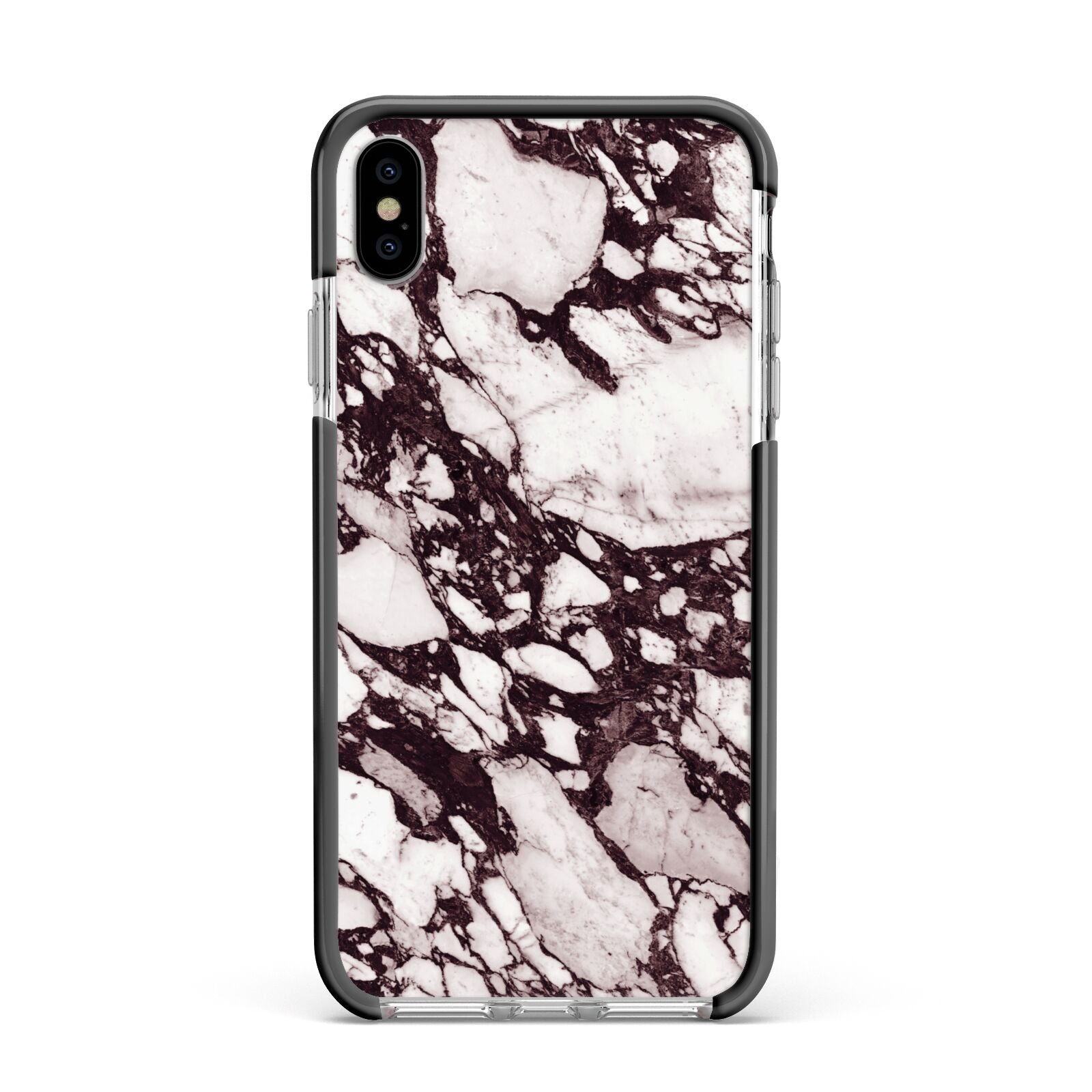 Viola Marble Apple iPhone Xs Max Impact Case Black Edge on Silver Phone