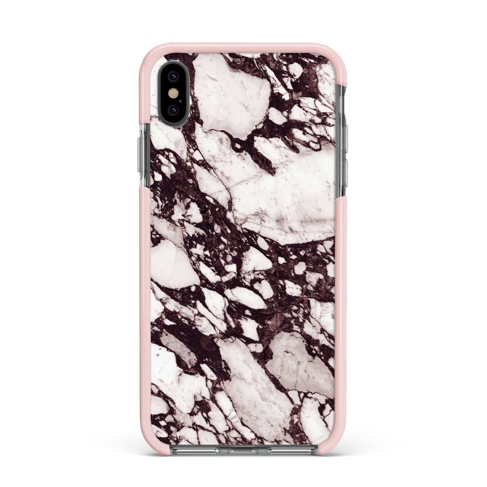 Viola Marble Apple iPhone Xs Max Impact Case Pink Edge on Black Phone