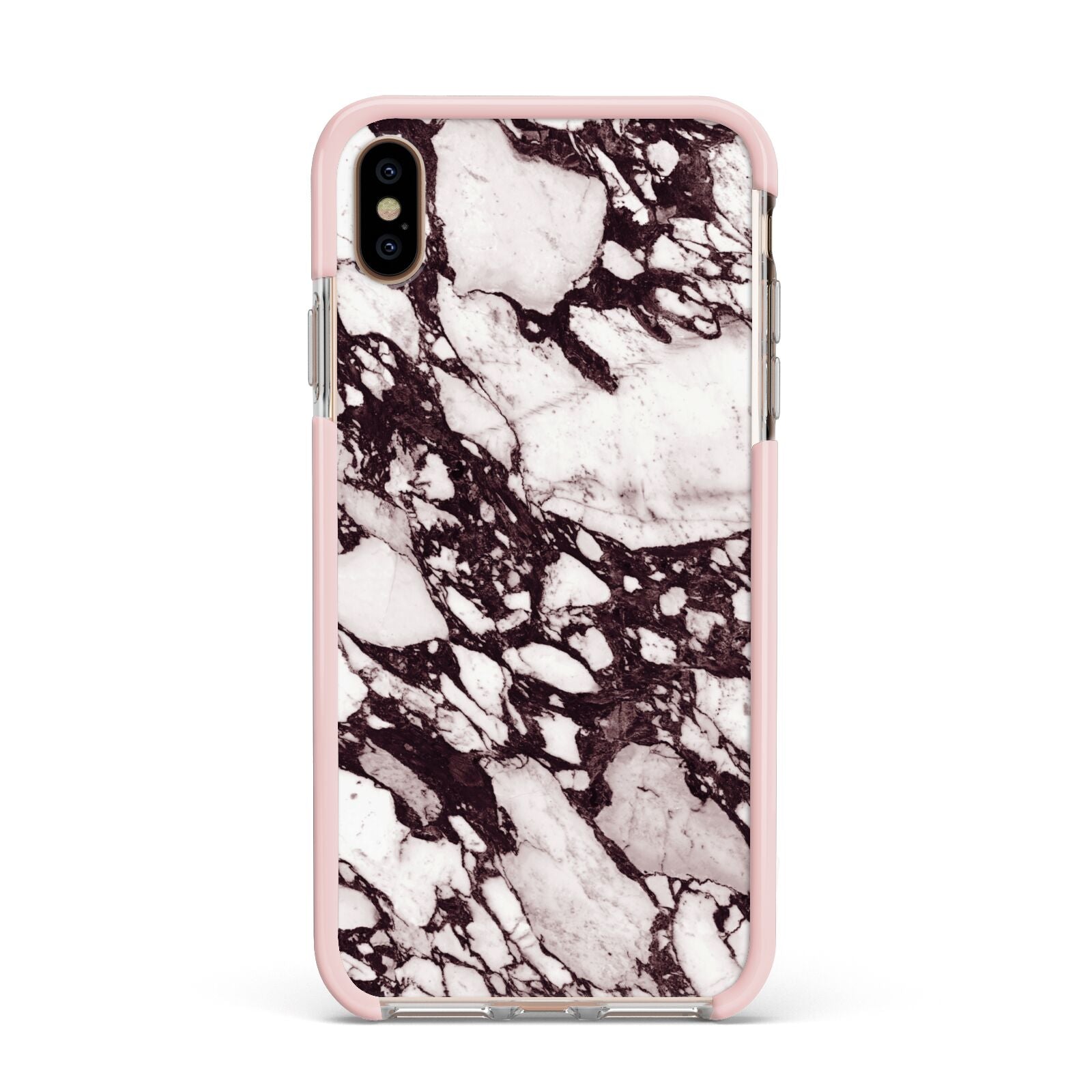 Viola Marble Apple iPhone Xs Max Impact Case Pink Edge on Gold Phone