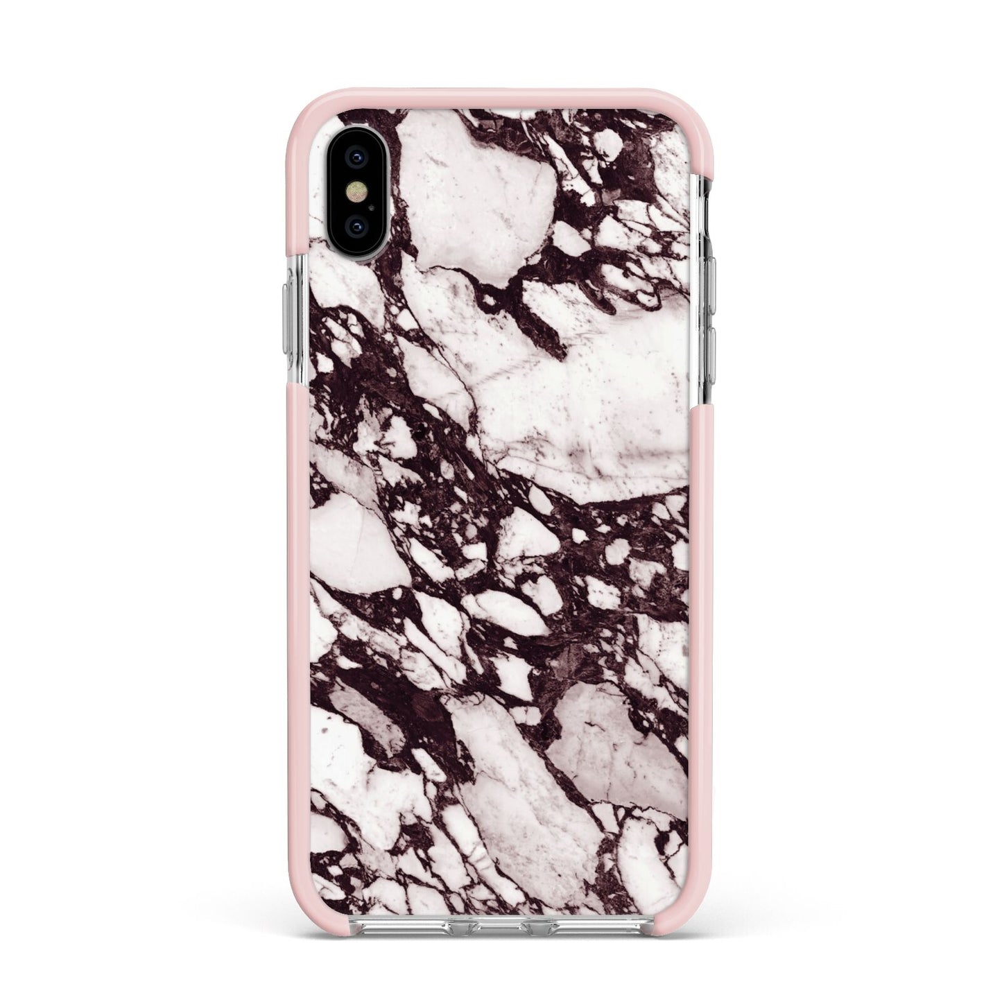Viola Marble Apple iPhone Xs Max Impact Case Pink Edge on Silver Phone