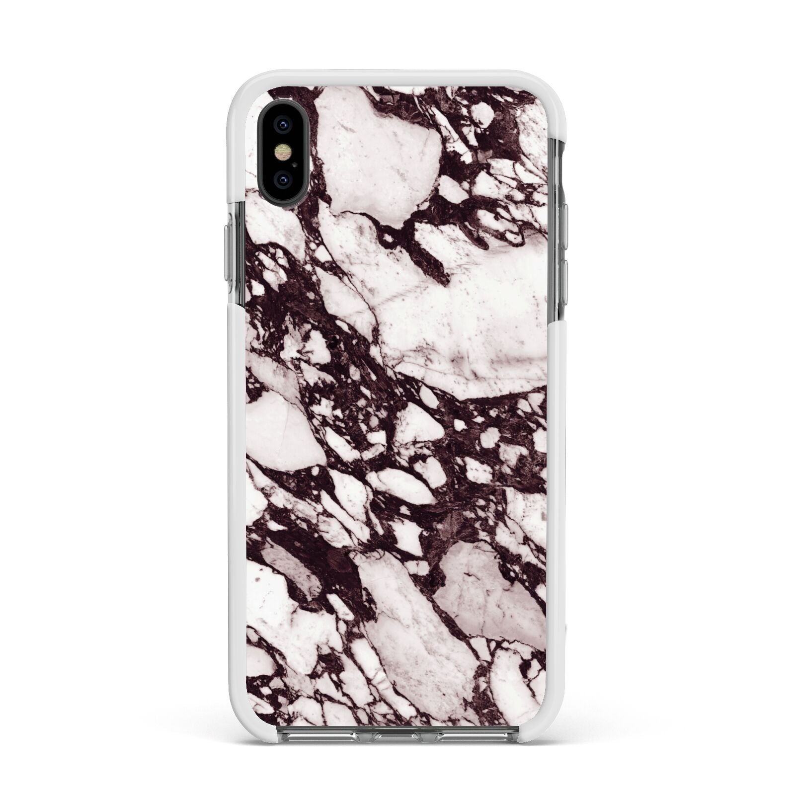 Viola Marble Apple iPhone Xs Max Impact Case White Edge on Black Phone