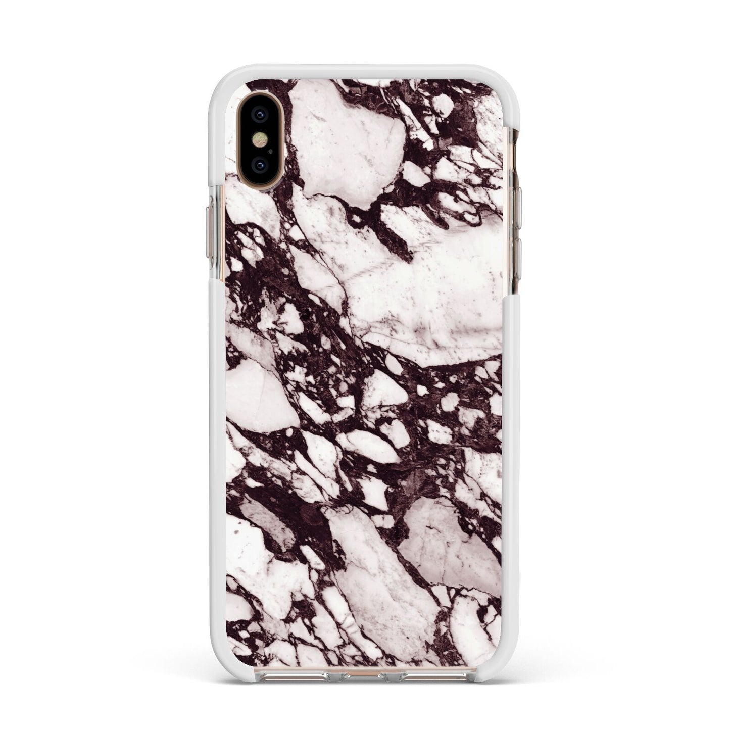 Viola Marble Apple iPhone Xs Max Impact Case White Edge on Gold Phone