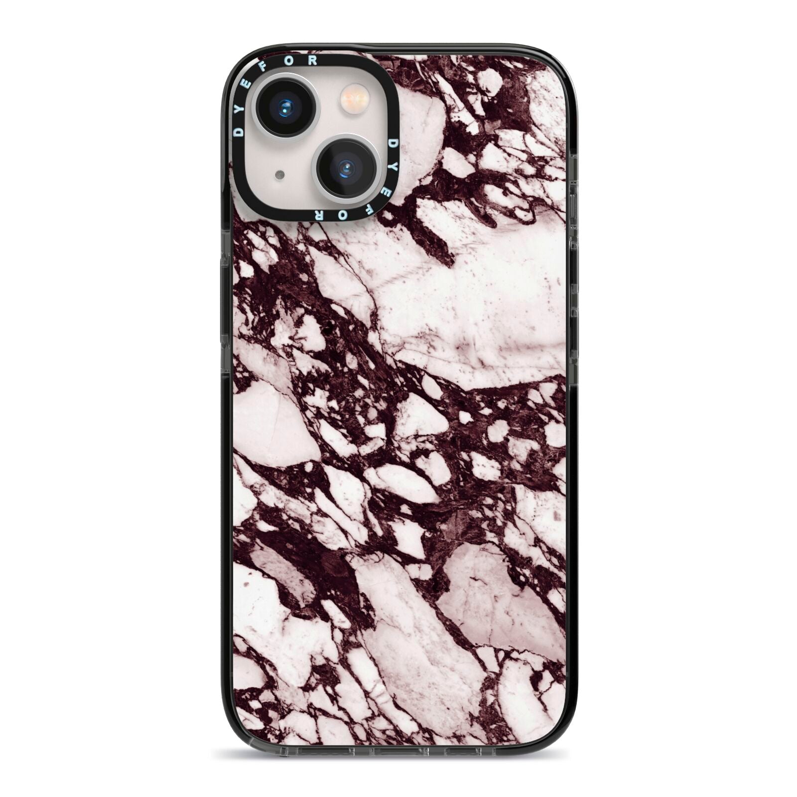 Viola Marble iPhone 13 Black Impact Case on Silver phone