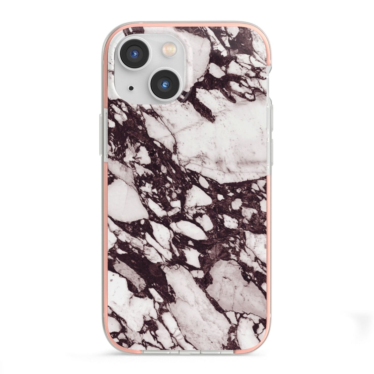 Viola Marble iPhone 13 Mini TPU Impact Case with Pink Edges