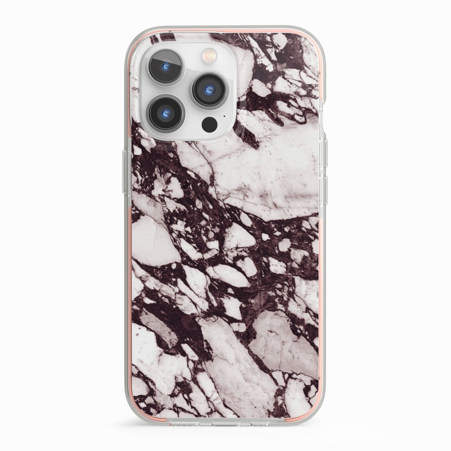 Viola Marble iPhone 13 Pro TPU Impact Case with Pink Edges