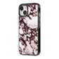 Viola Marble iPhone 14 Black Impact Case Side Angle on Silver phone