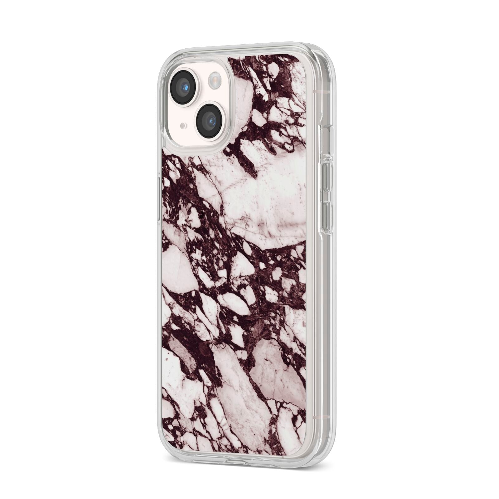 Viola Marble iPhone 14 Clear Tough Case Starlight Angled Image