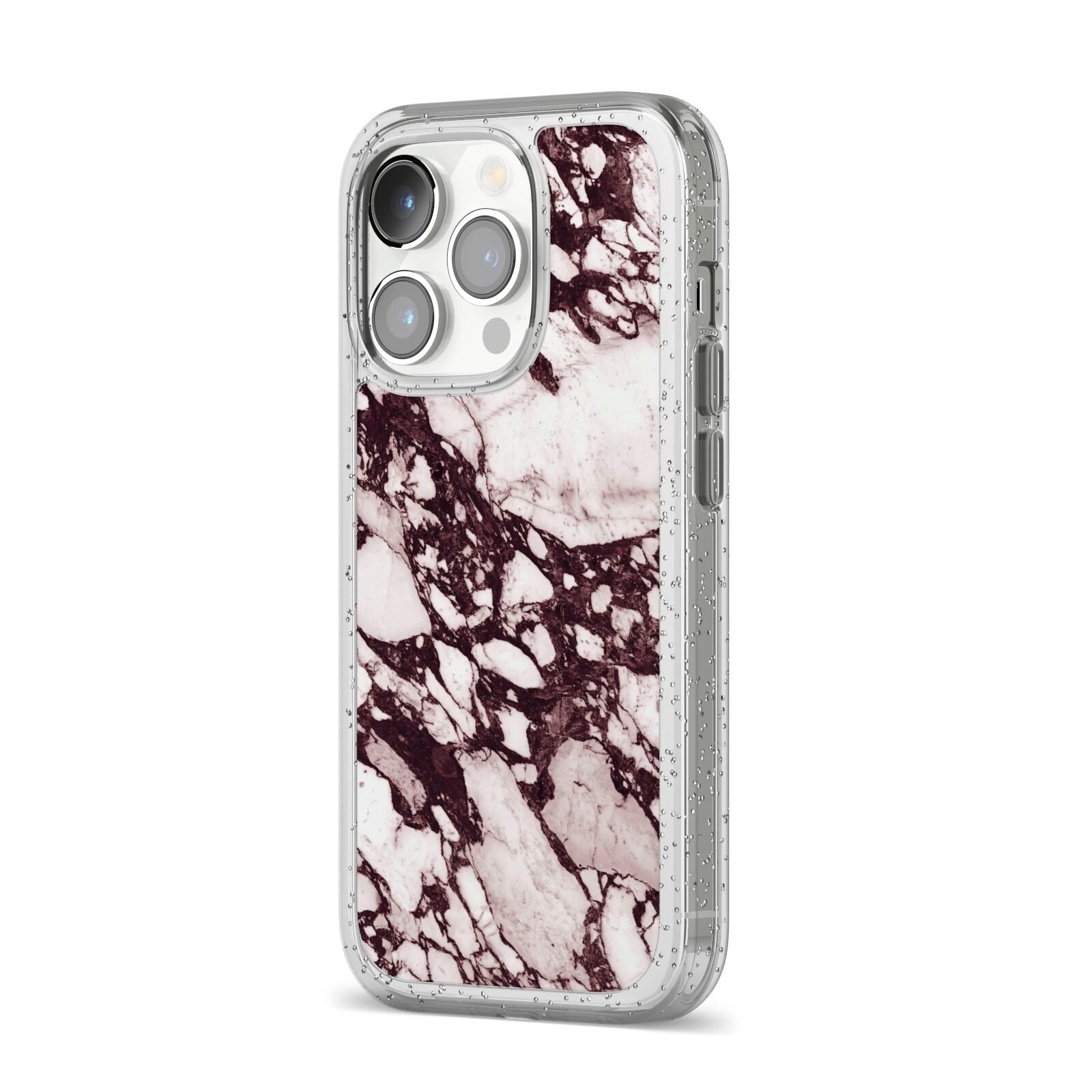 Viola Marble iPhone 14 Pro Glitter Tough Case Silver Angled Image