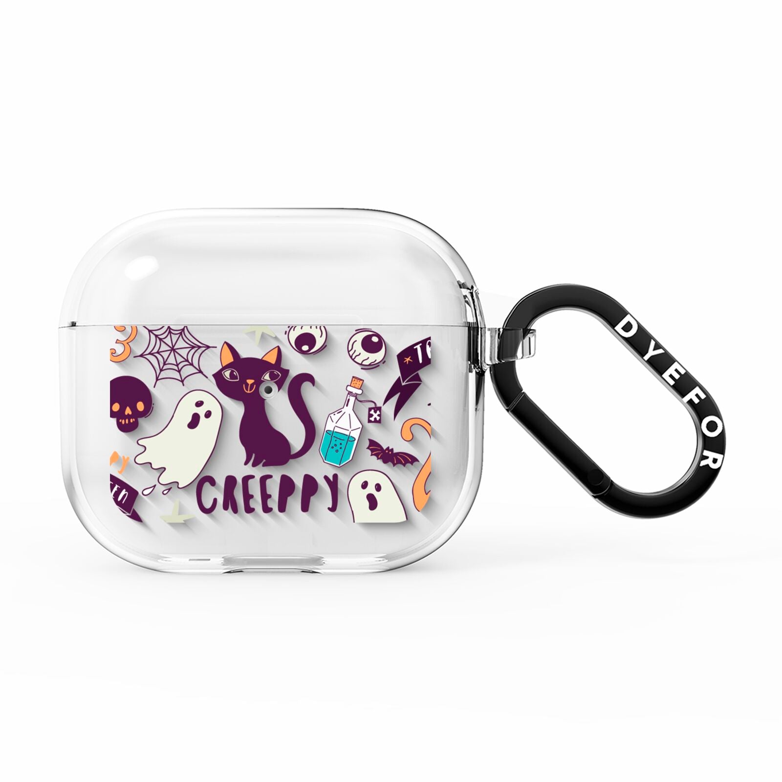 Wacky Purple and Orange Halloween Images AirPods Clear Case 3rd Gen