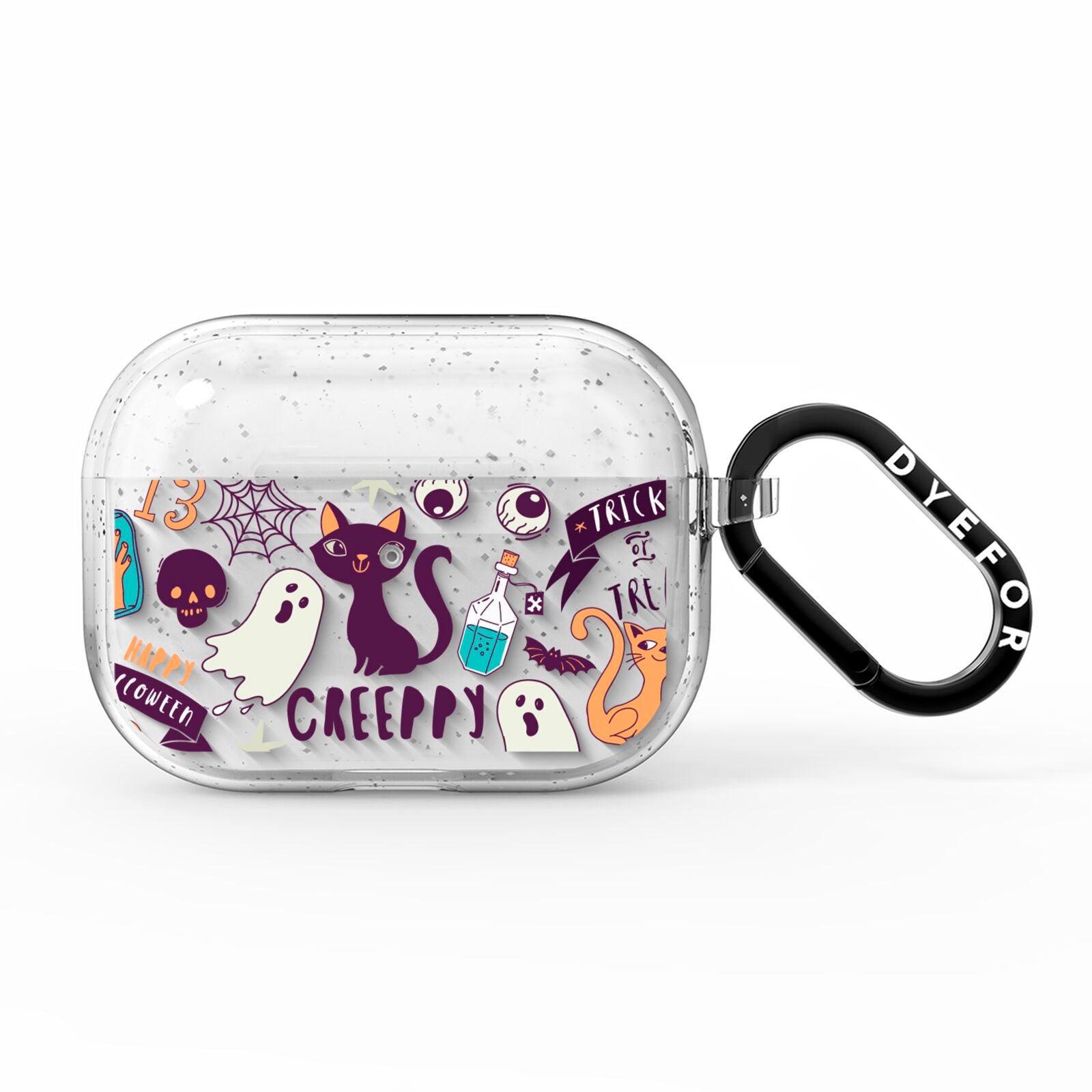 Wacky Purple and Orange Halloween Images AirPods Pro Glitter Case