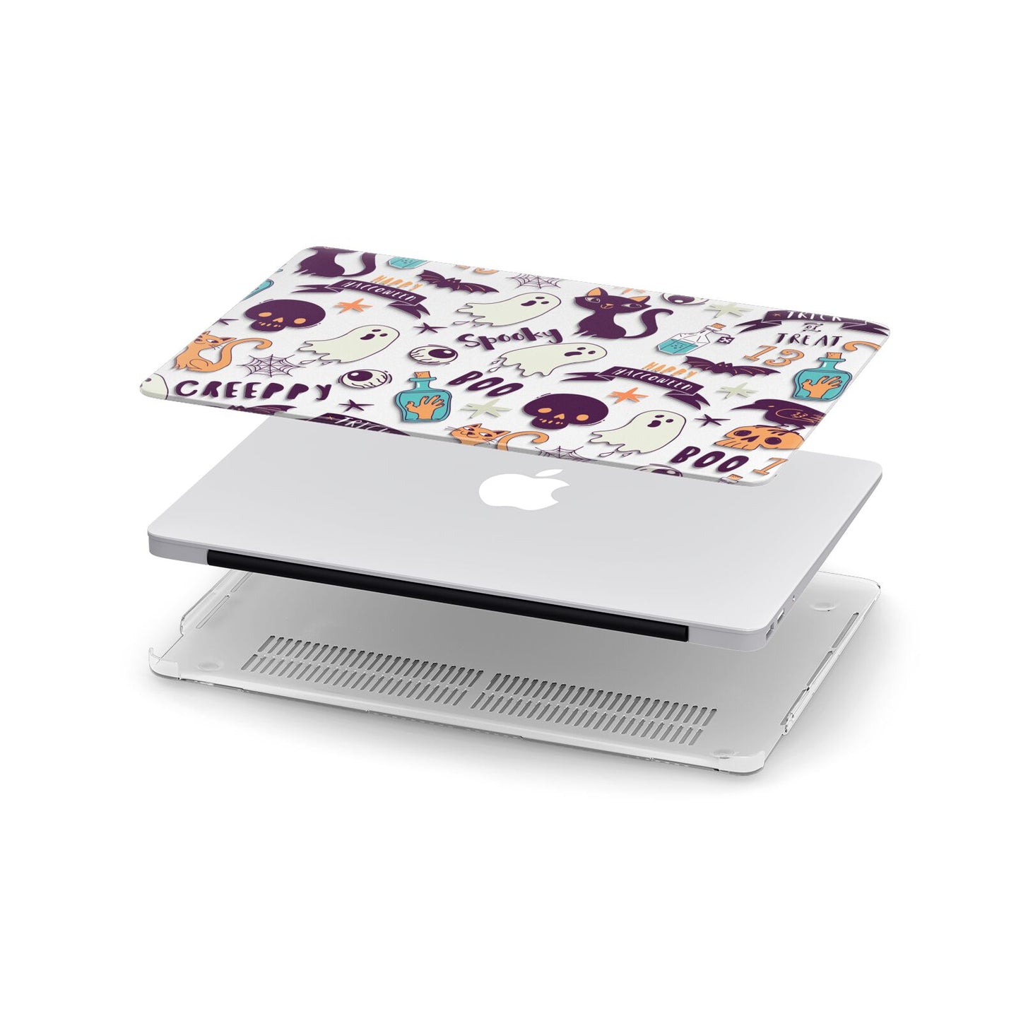 Wacky Purple and Orange Halloween Images Apple MacBook Case in Detail