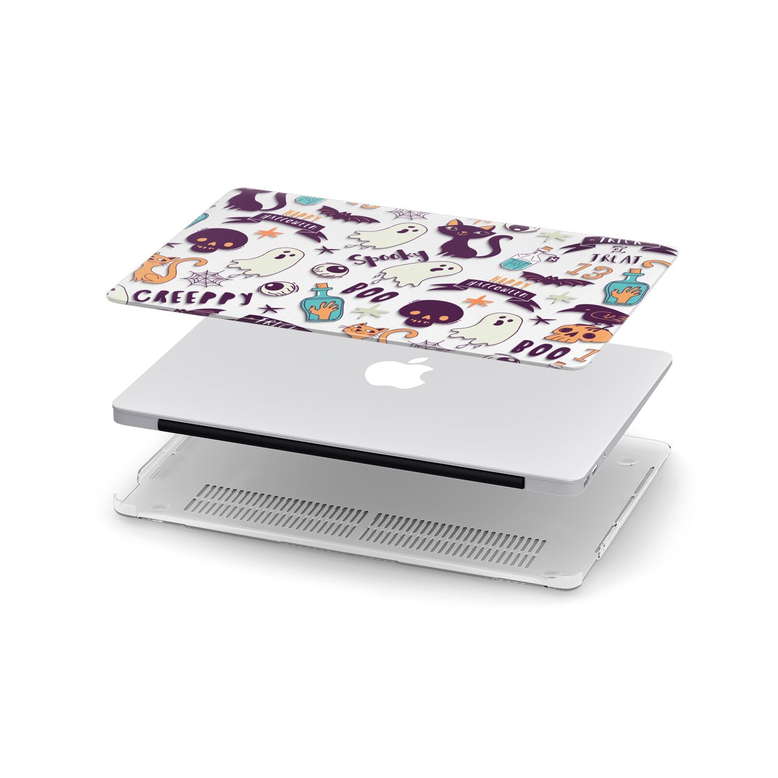 Wacky Purple and Orange Halloween Images Apple MacBook Case in Detail