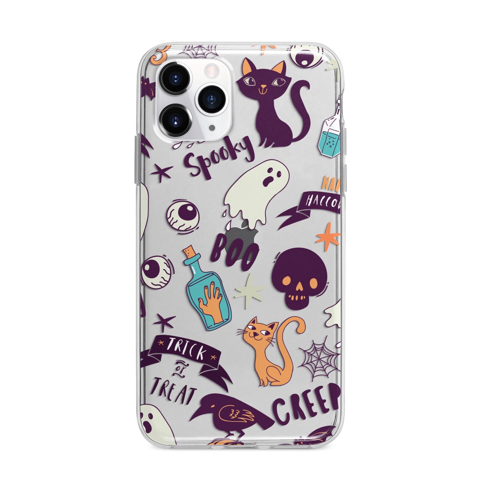 Wacky Purple and Orange Halloween Images Apple iPhone 11 Pro Max in Silver with Bumper Case