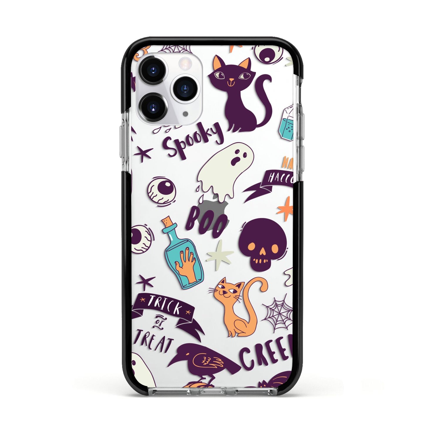 Wacky Purple and Orange Halloween Images Apple iPhone 11 Pro in Silver with Black Impact Case