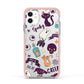 Wacky Purple and Orange Halloween Images Apple iPhone 11 in White with Pink Impact Case
