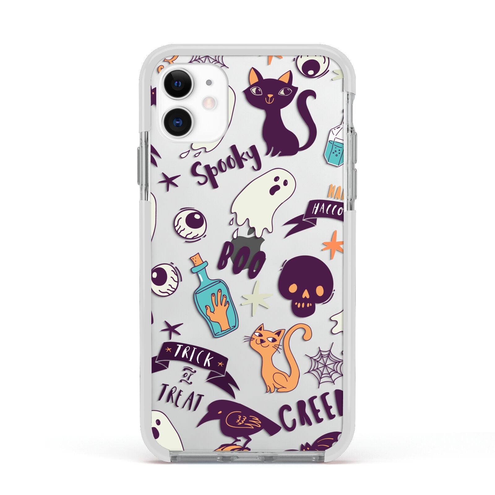 Wacky Purple and Orange Halloween Images Apple iPhone 11 in White with White Impact Case