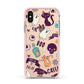 Wacky Purple and Orange Halloween Images Apple iPhone Xs Impact Case Pink Edge on Gold Phone