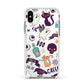 Wacky Purple and Orange Halloween Images Apple iPhone Xs Impact Case White Edge on Silver Phone