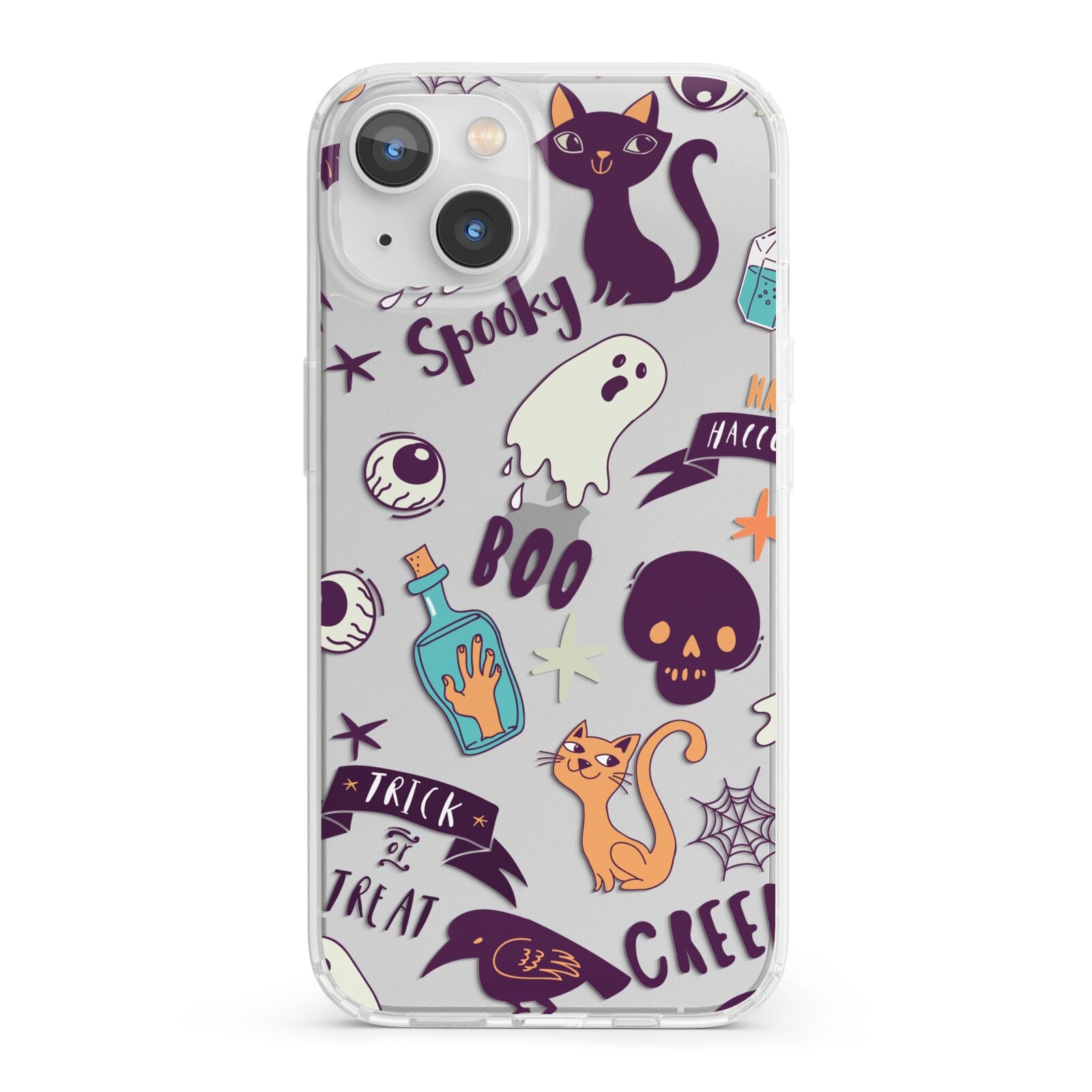 Wacky Purple and Orange Halloween Images iPhone 13 Clear Bumper Case
